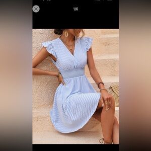 SHEIN LUNE Striped Print Ruffle Trim Dress